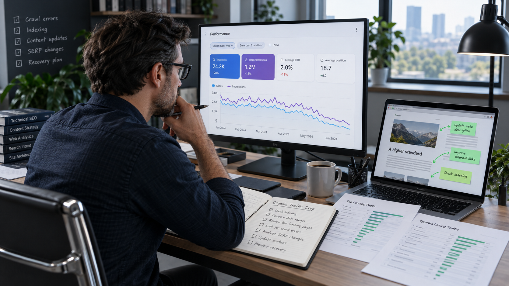 SEO issue diagnosis workspace
